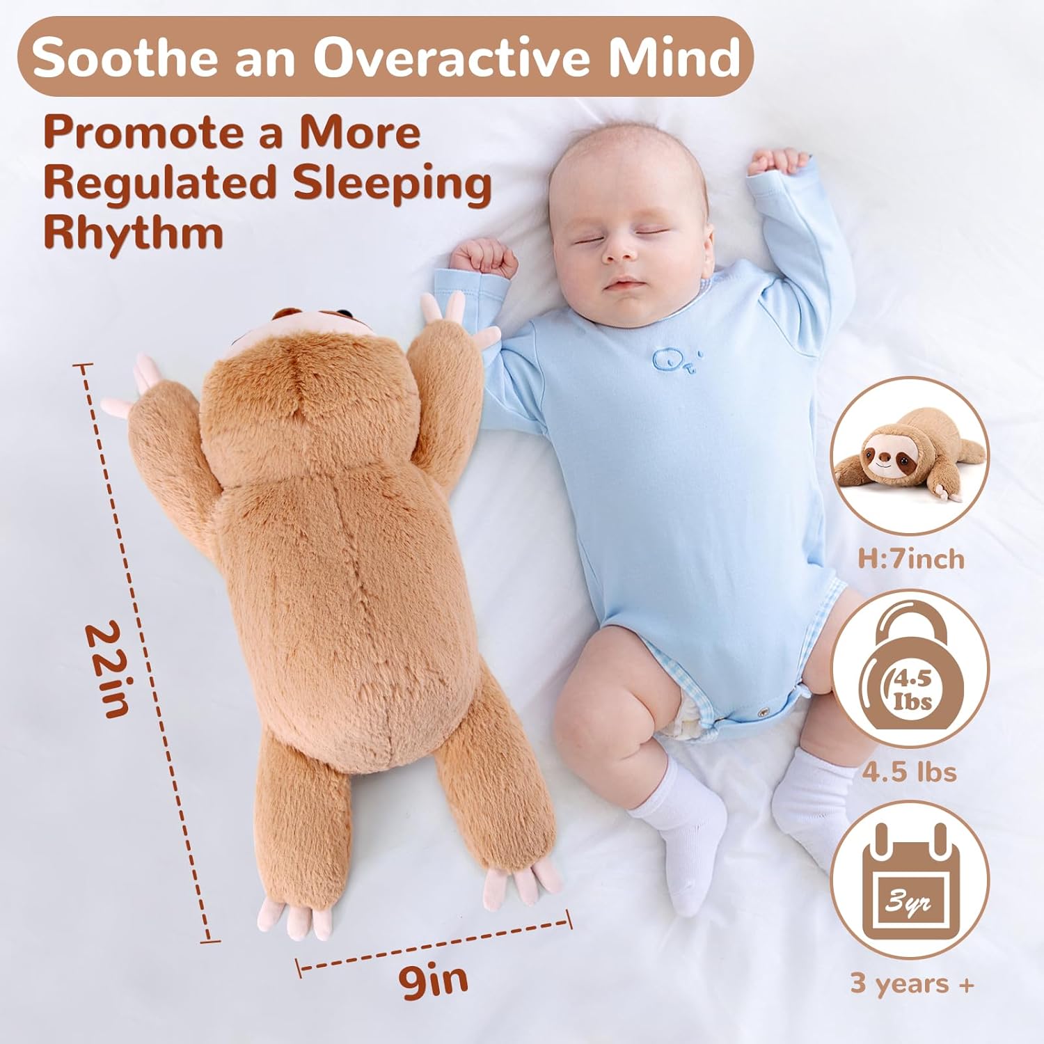 Sloth Weighted Plush Animal Gnomantic