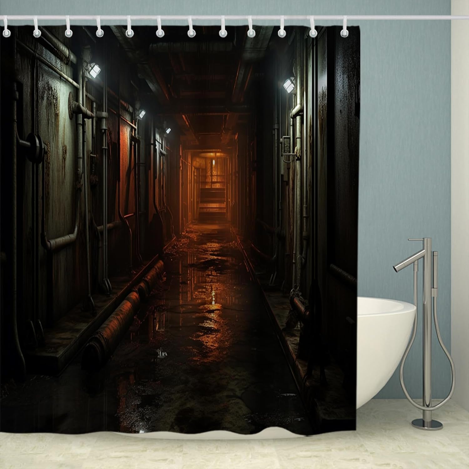 Antique-Theme bath curtain set for RV or gym
