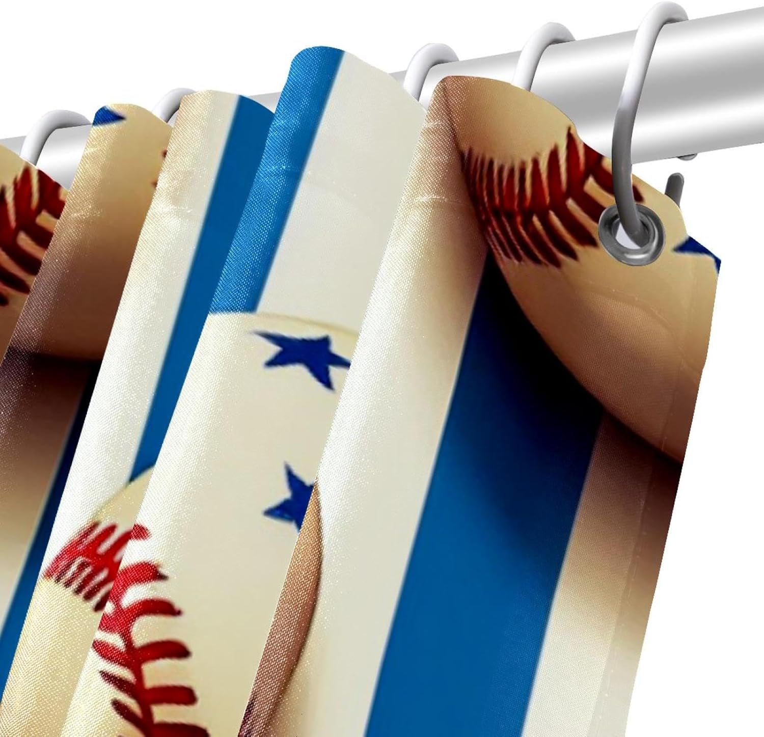Retro Baseball Stars Shower Curtain Set - waterproof