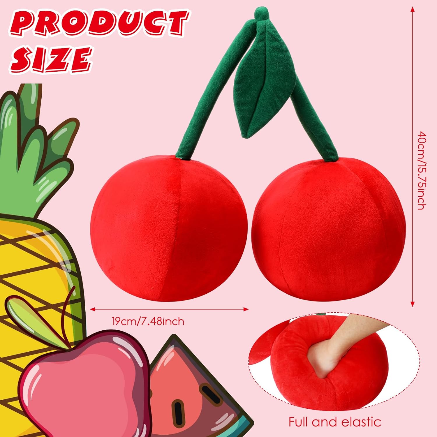 Beeveer Kawaii Cherry Plush Pillow