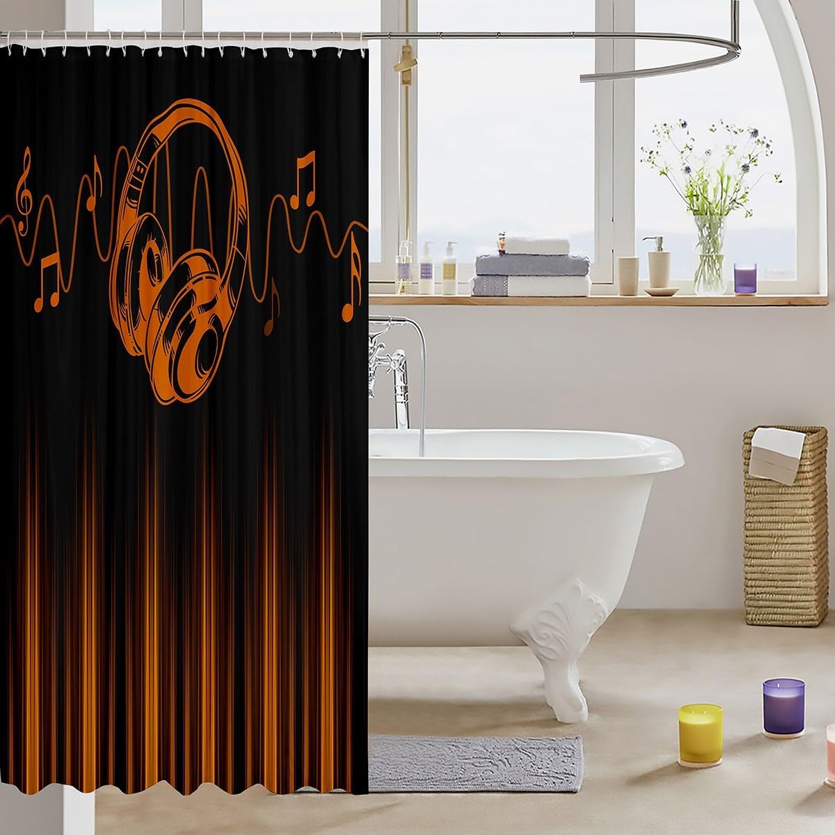 Joyful Music-Themed 72x72 Shower Curtain for Kids