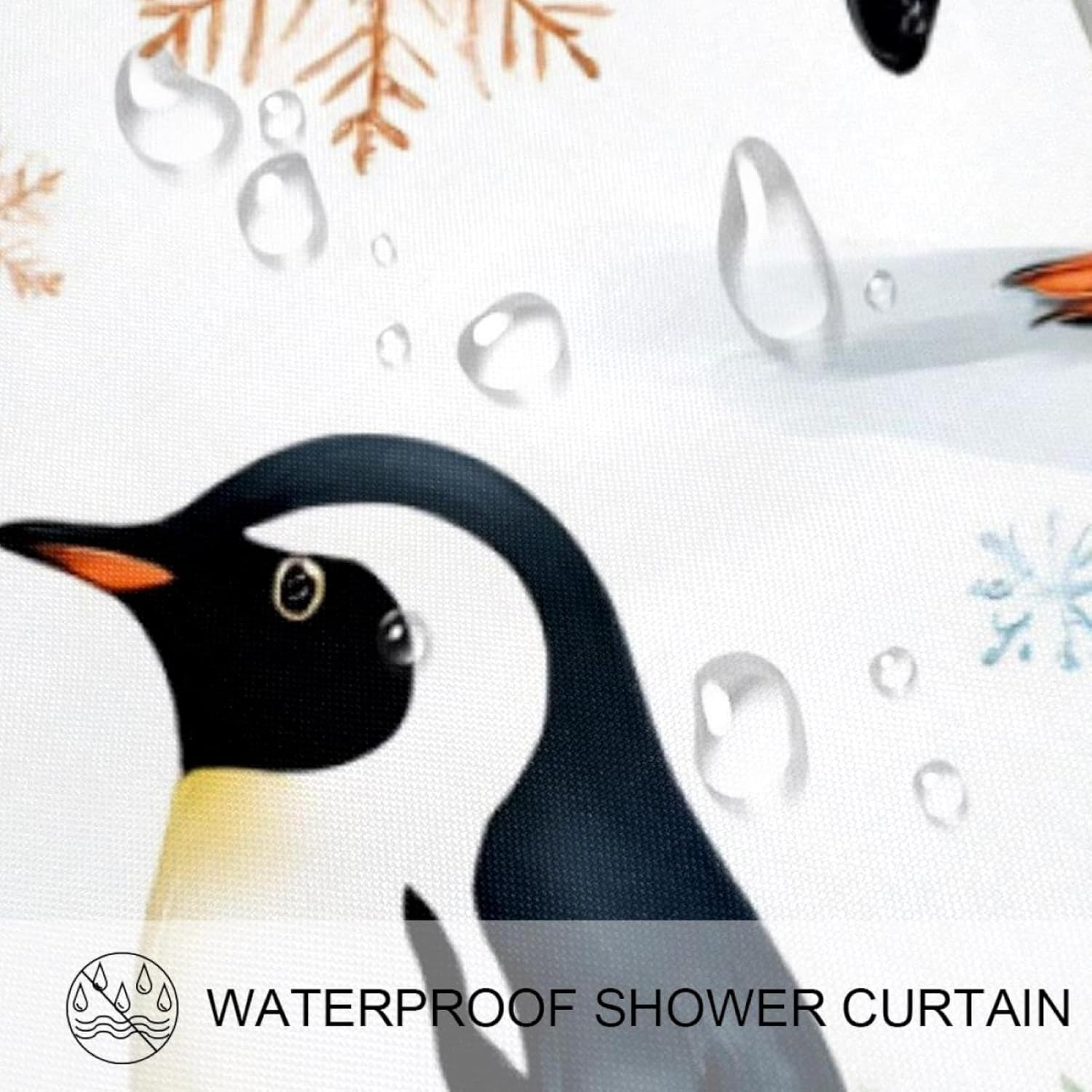 Penguins Snowflakes waterproof shower curtain 72x72 inches