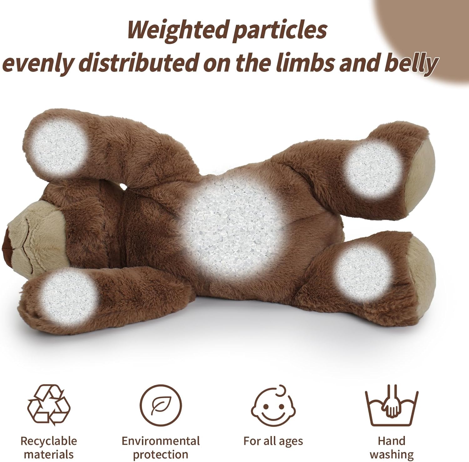OSOCU 2 lb Weighted Stuffed Brown Bear - 16 Plush Animal Pillow Toy