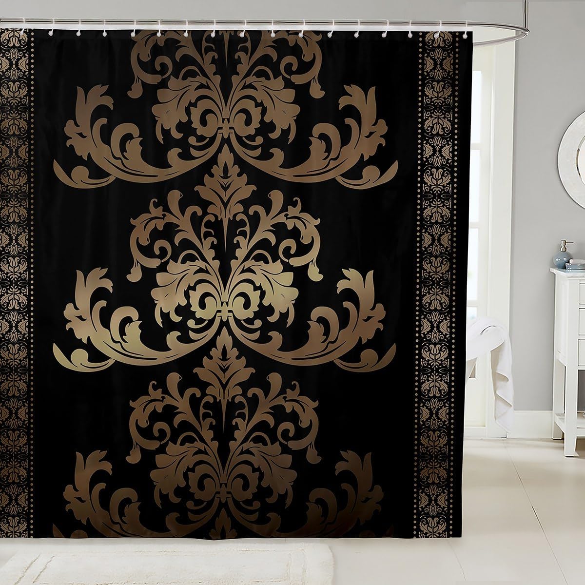 Feelyou Vintage Damask Bath Curtain Set