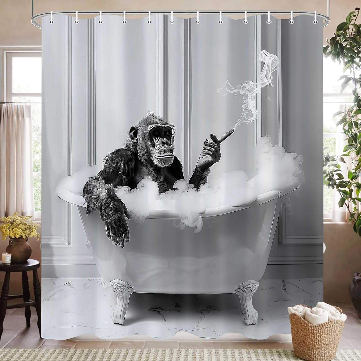 Funny Durable Monkey Shower Curtain 72x72