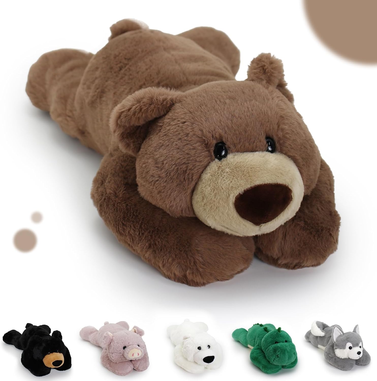 OSOCU 2 lb Weighted Stuffed Brown Bear - 16 Plush Animal Pillow Toy