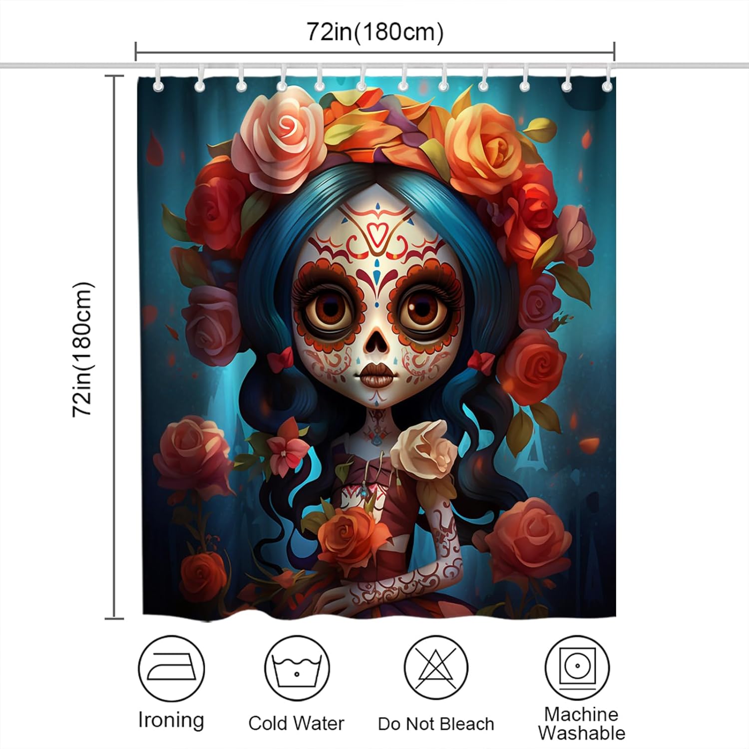 Halloween Zombie Girl Bath Curtain