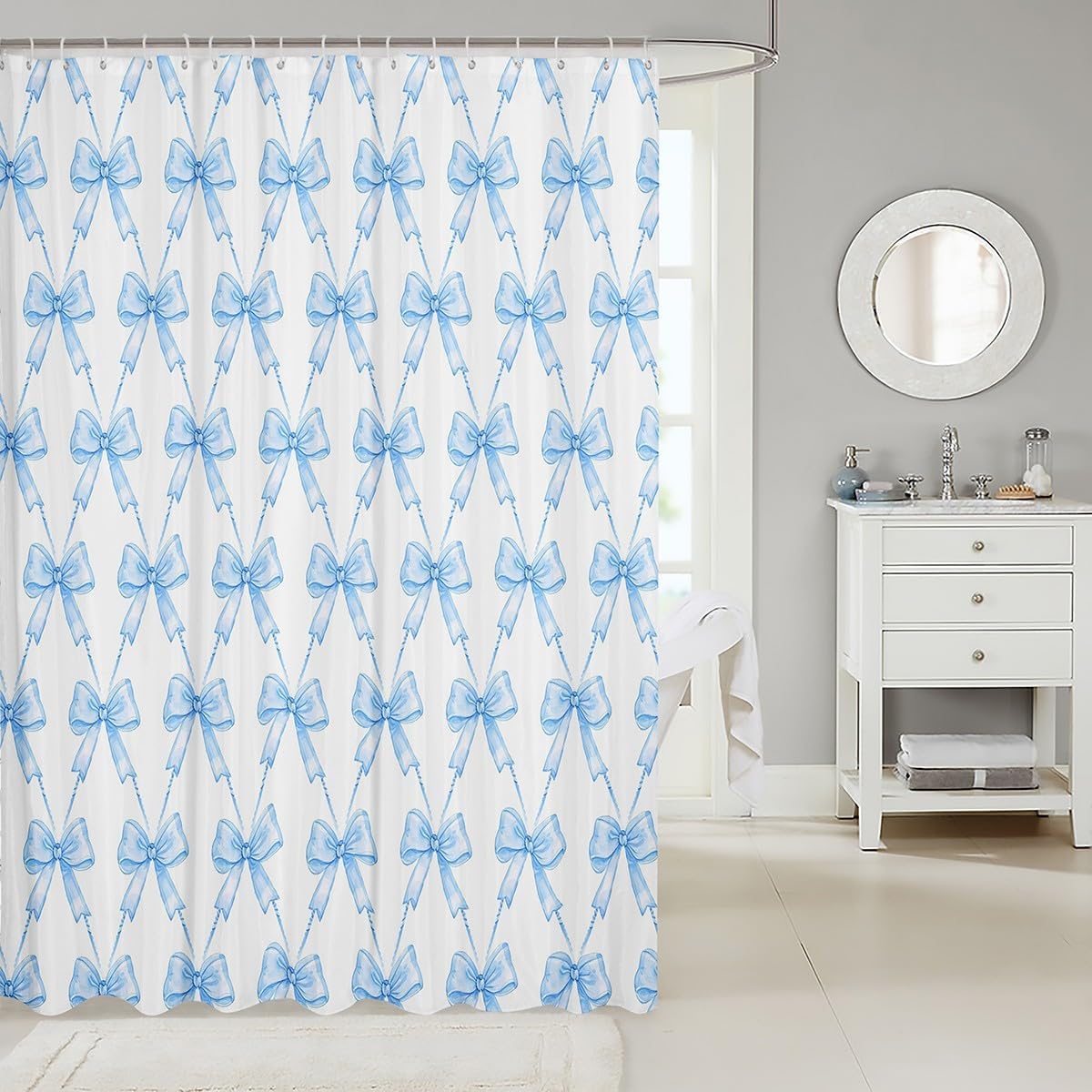 Feelyou Blue Bow Shower Curtain 72x72