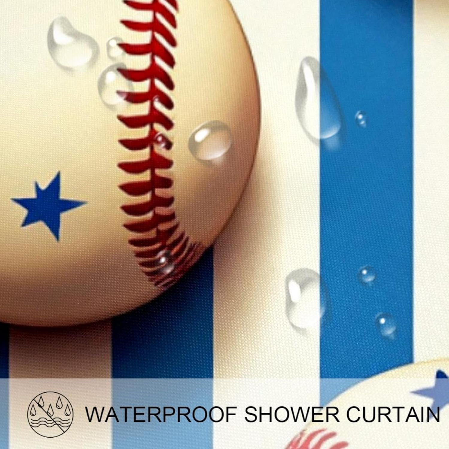 Retro Baseball Stars Shower Curtain Set - waterproof