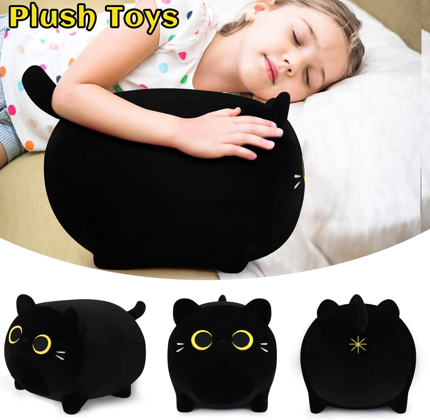 Cuddle-Em Close Ausropriate Beginning Black Cat Plush Pillow