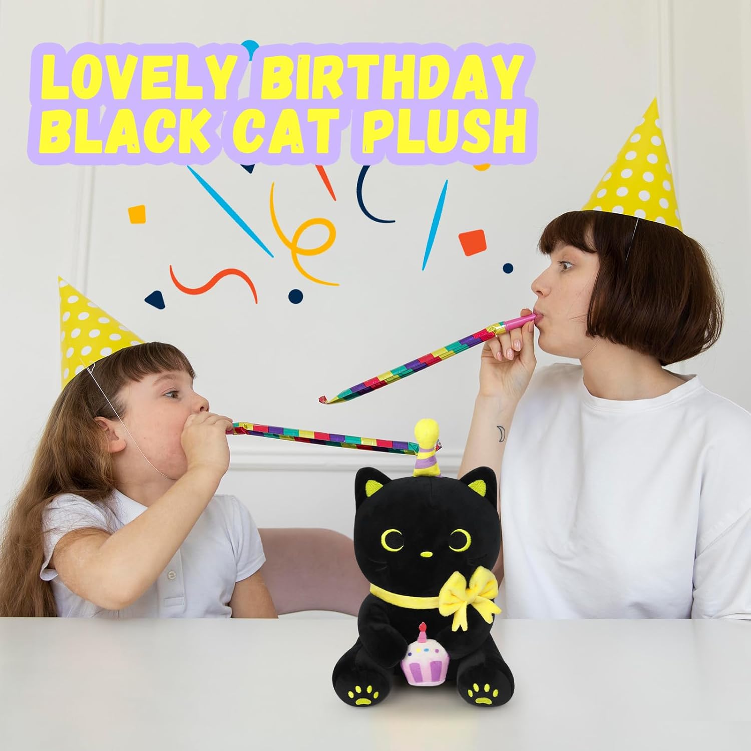 Black Cat Plush - Happy Birthday Stuffed Animal