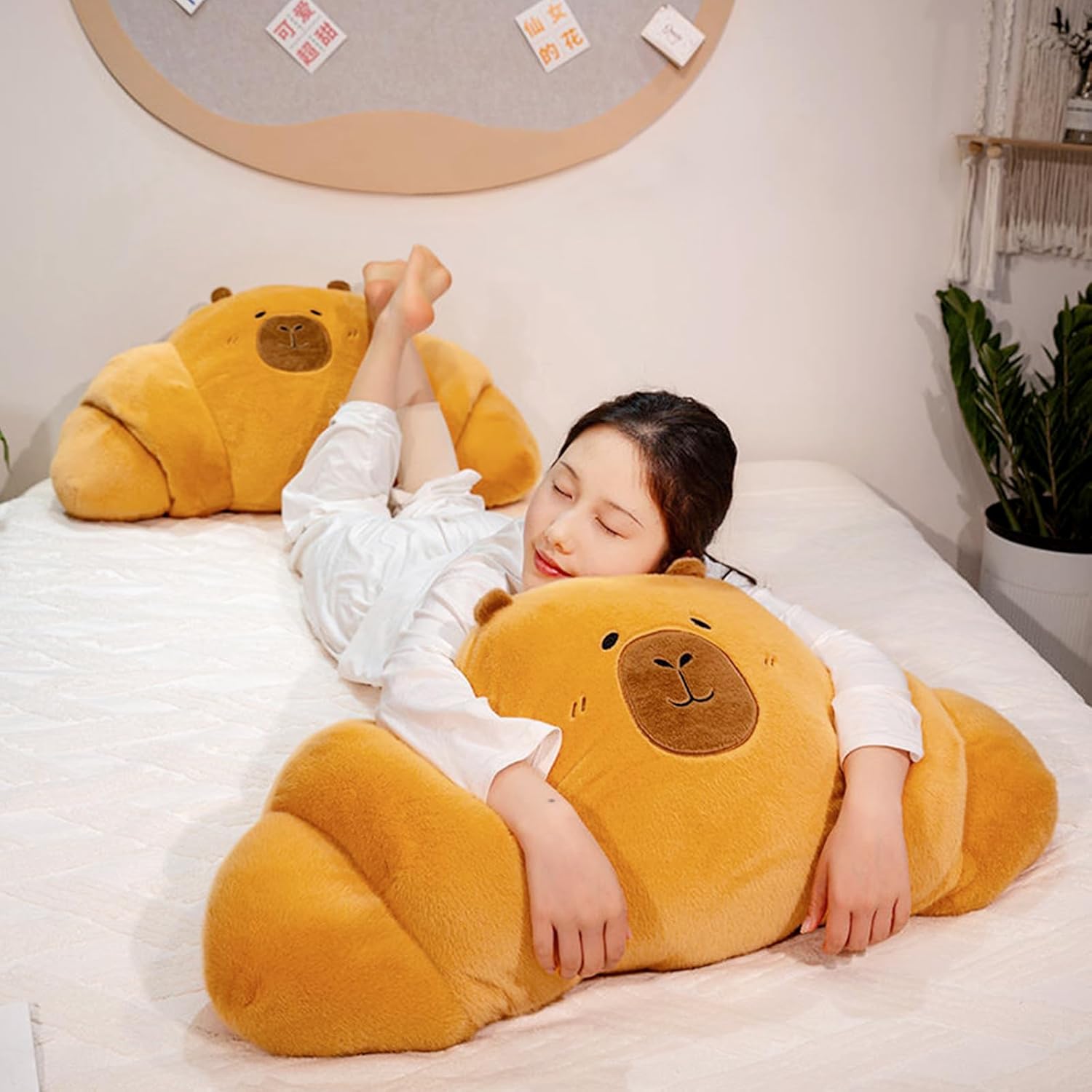 Capybara Croissant Plush Pillow