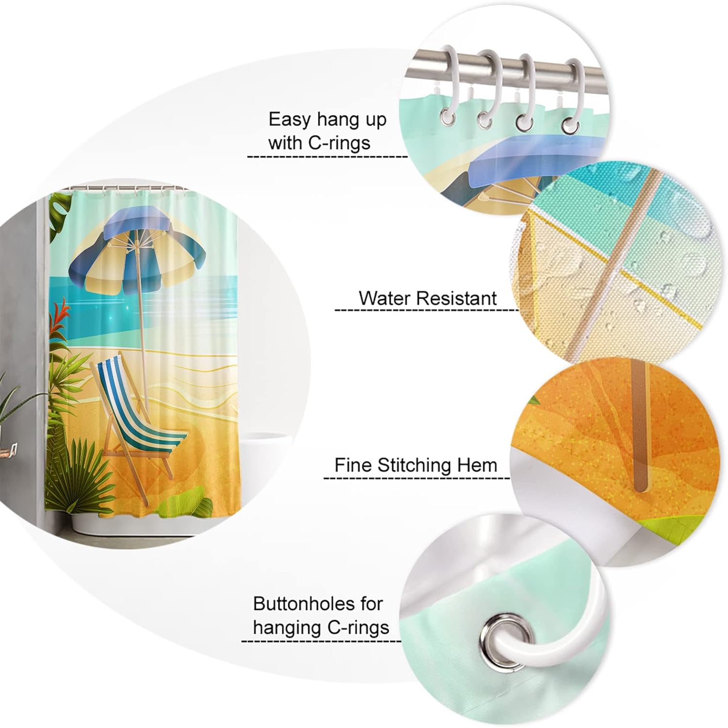 Versatile Water-resistant Bath Curtain Set