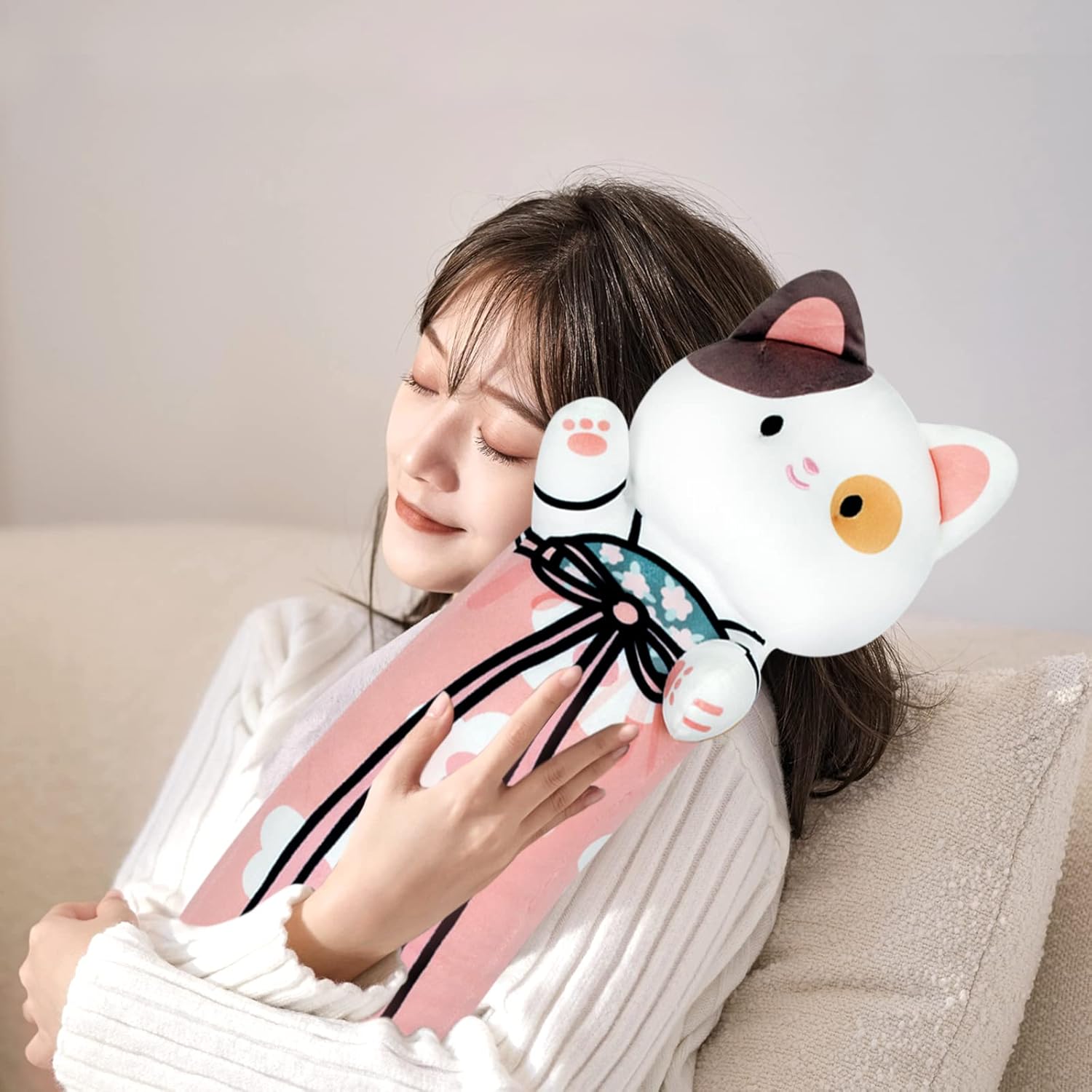 Adorable Pink Cat Plush Pillow for Kids