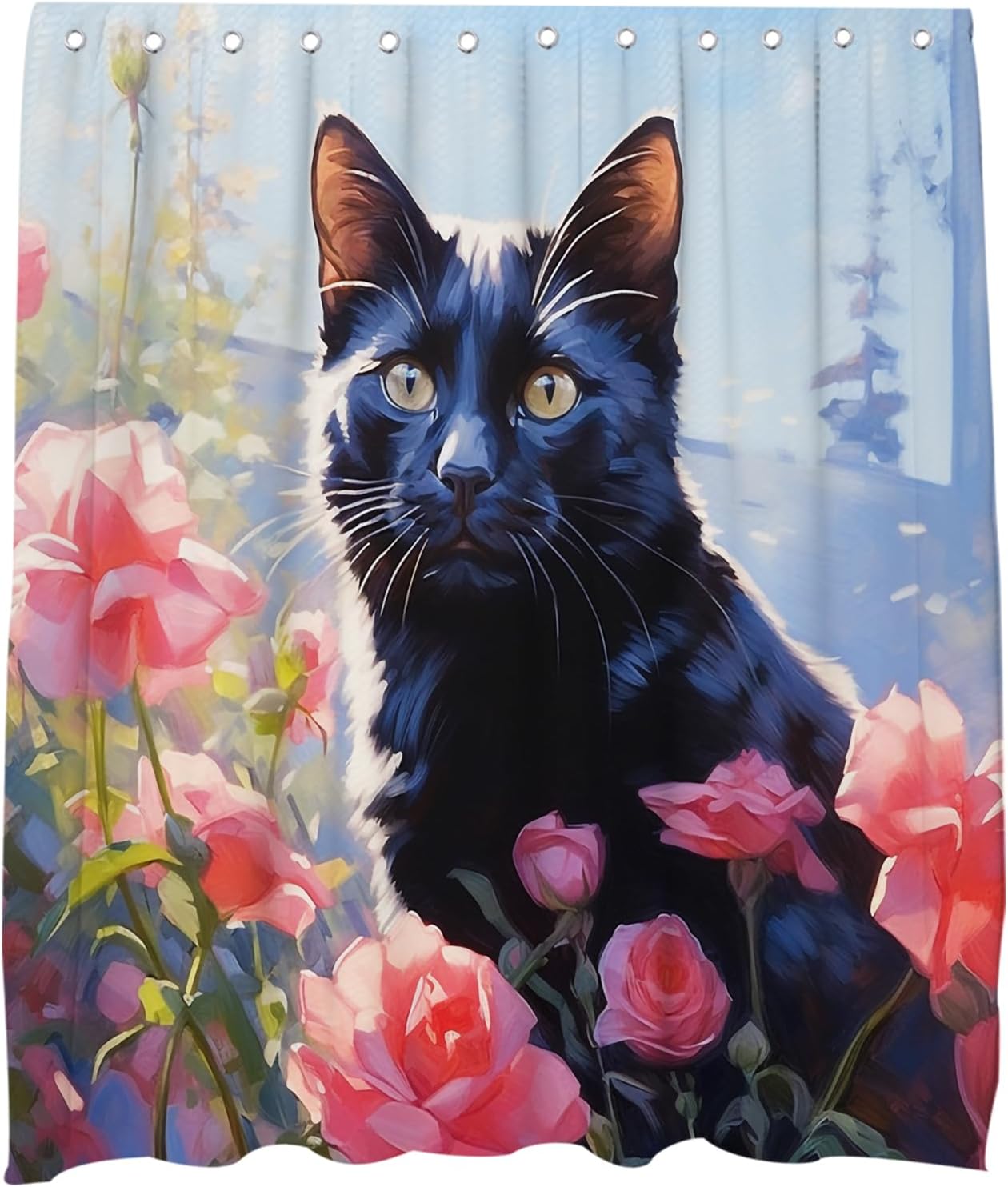 Cute Red Rose Floral Shower Curtain Set