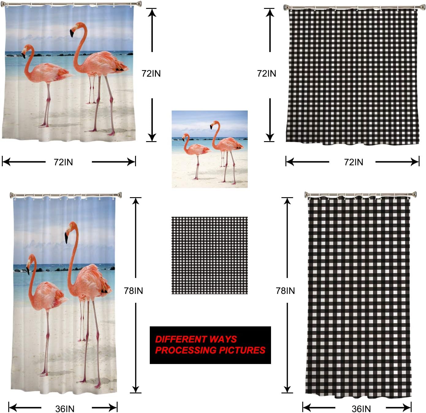 Waterproof Bath Curtain Cute Rabbit Design Machine Washable 66x72
