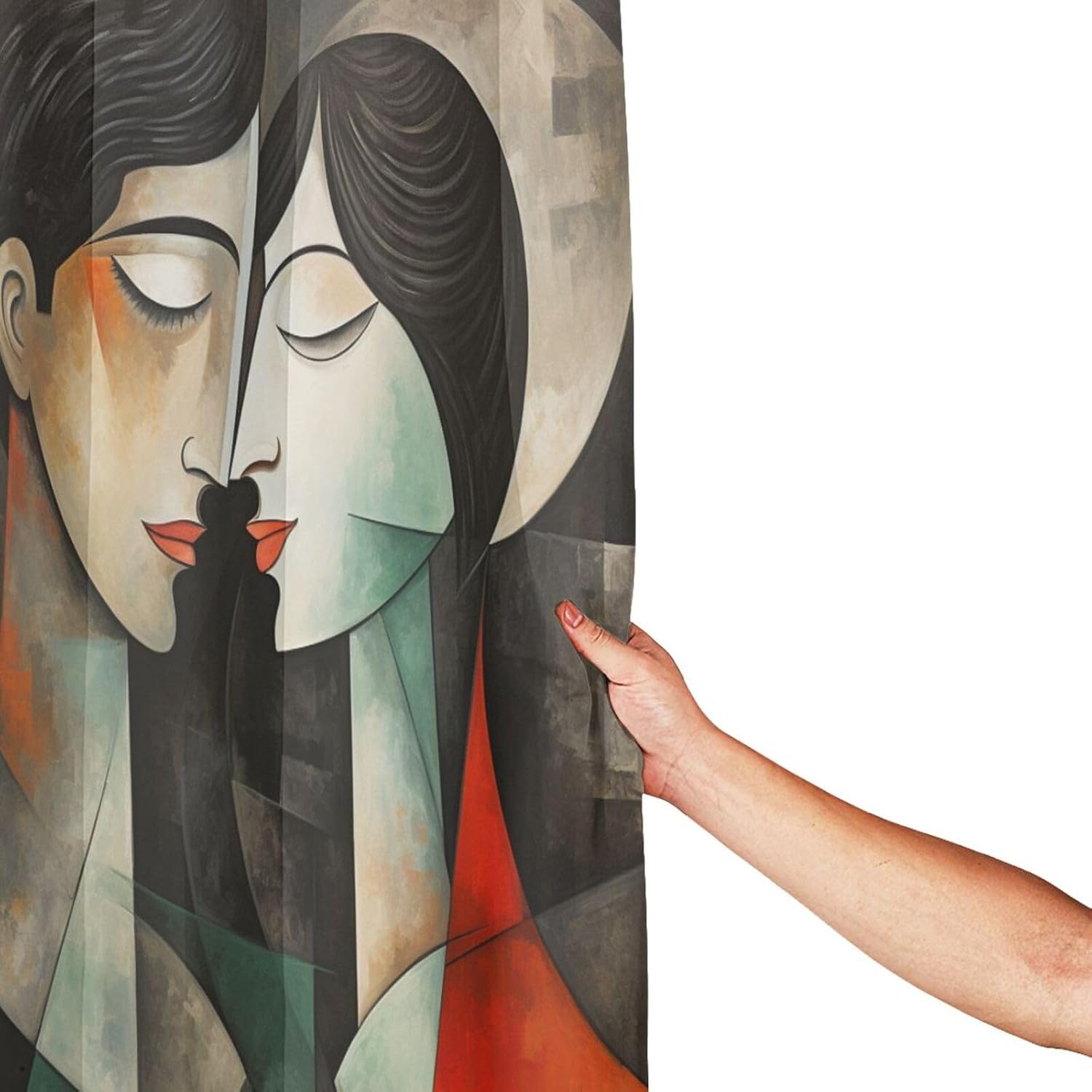 Kissing Girl Oil Painting Boho Shower Curtain Set