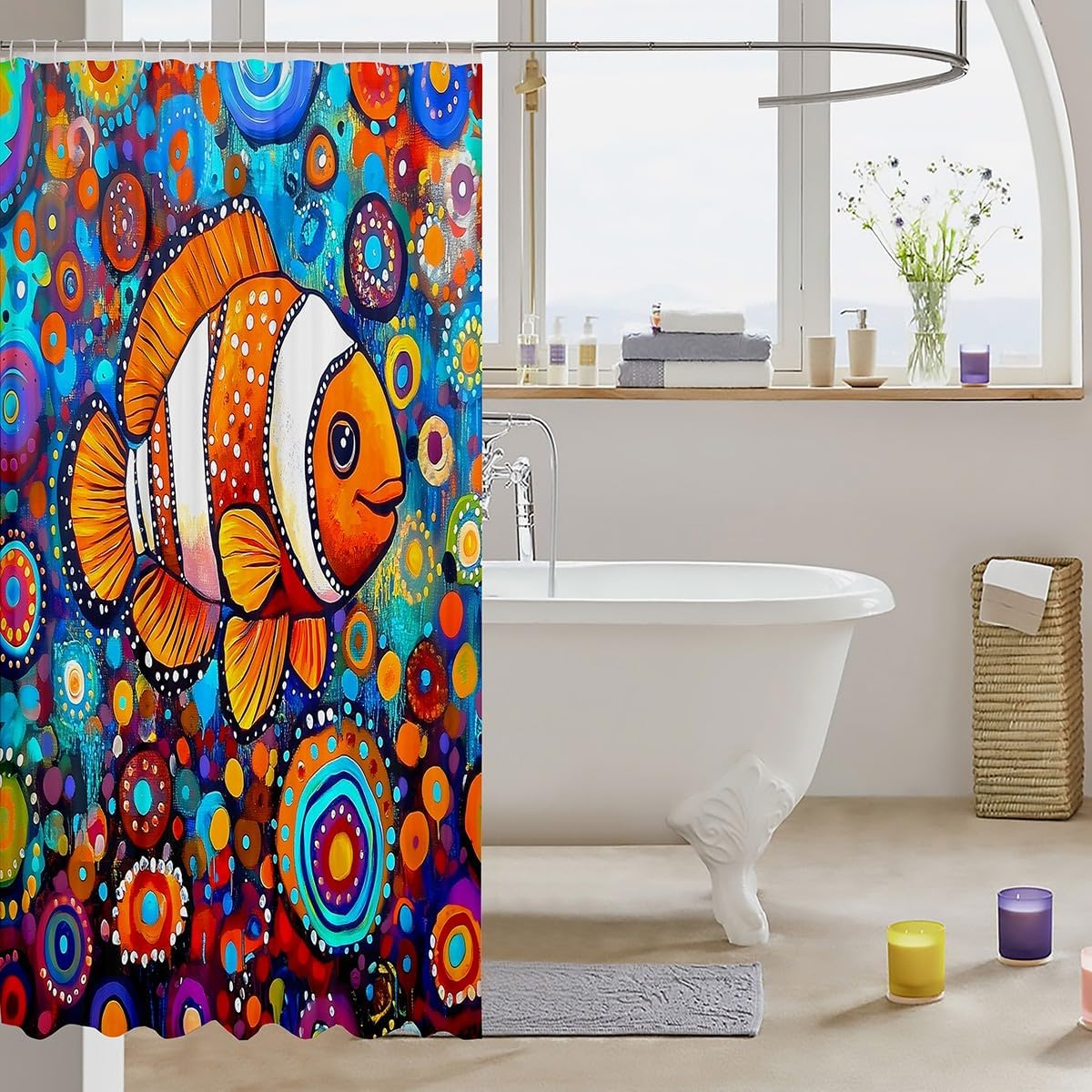 Manfei Clownfish Talk - Eco-Friendly Washable Bathroom Curtain