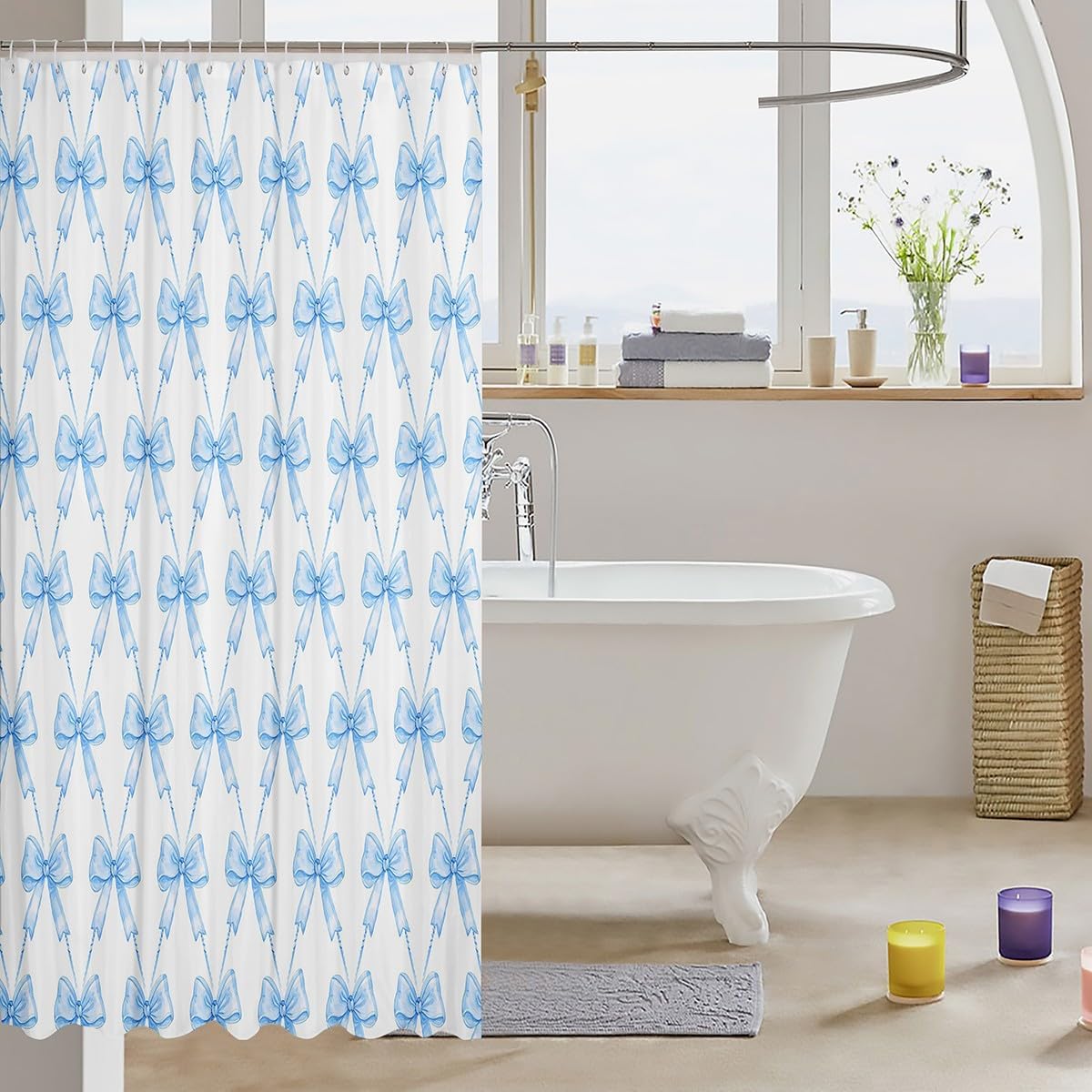 Feelyou Blue Bow Shower Curtain 72x72