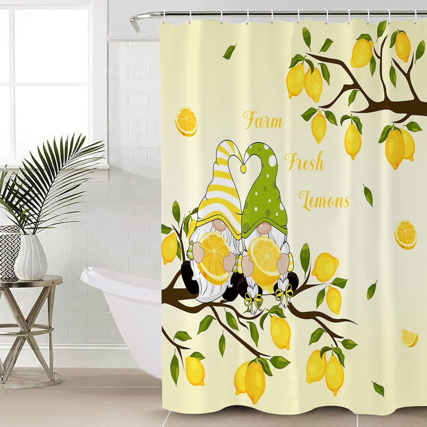 TocaHome Waterproof Summer Shower Curtain Set 72x78 Polygons Machine Washable