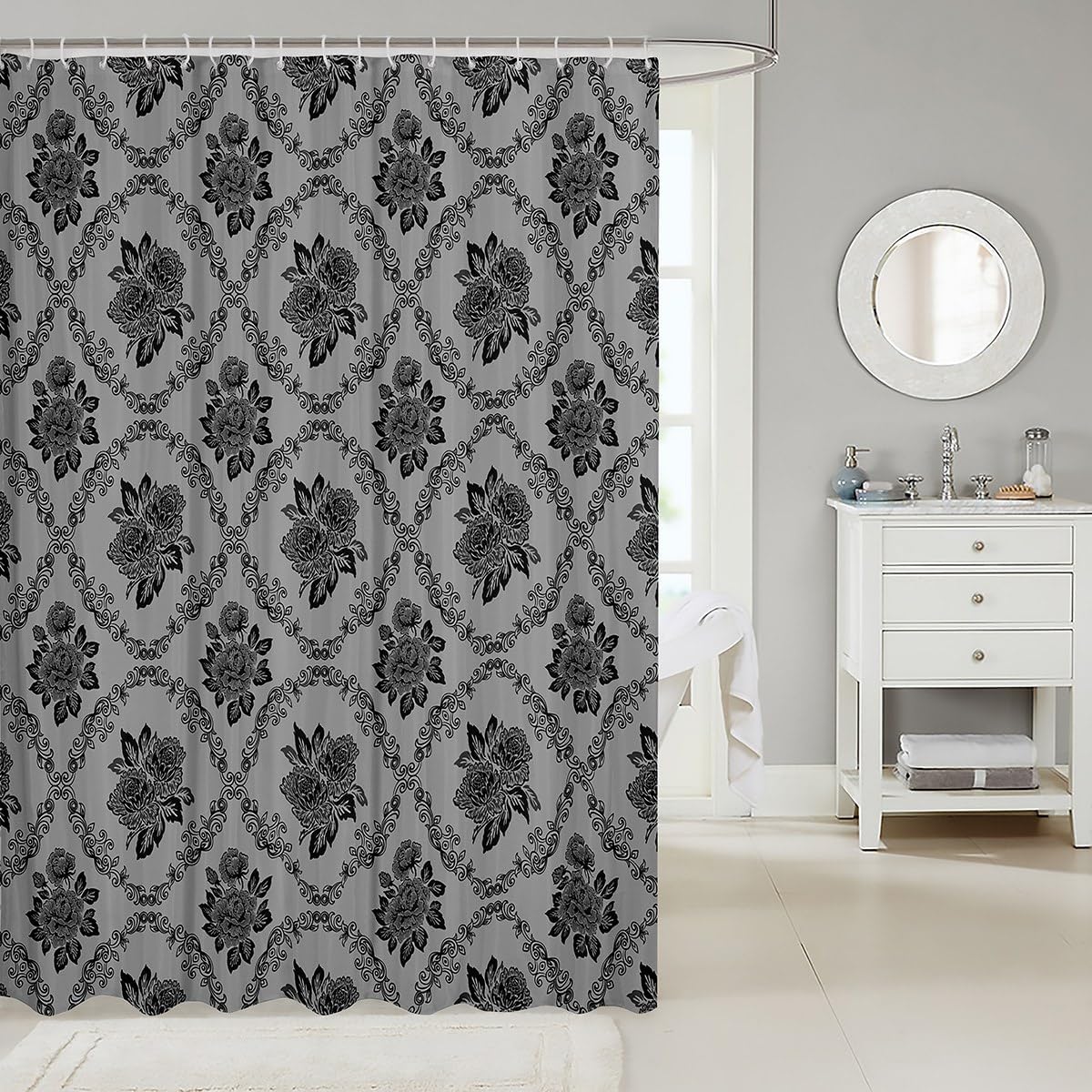 72x72 - Waterproof and Stylish 12-Hook Shower Curtain for Adults