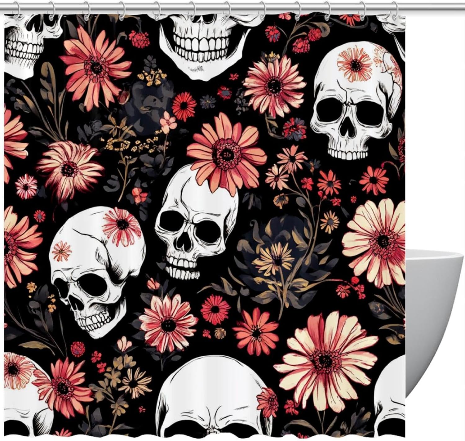 Daisys Dead Skull Bath Curtain