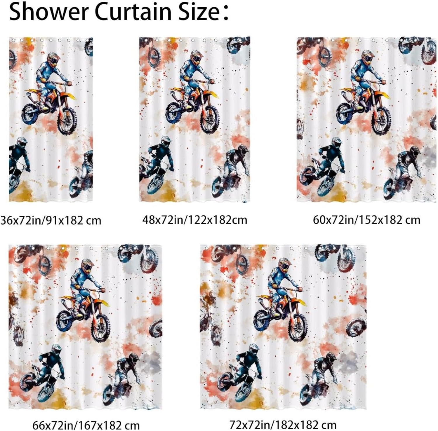 Watercolor Motorcross Boys Shower Curtain