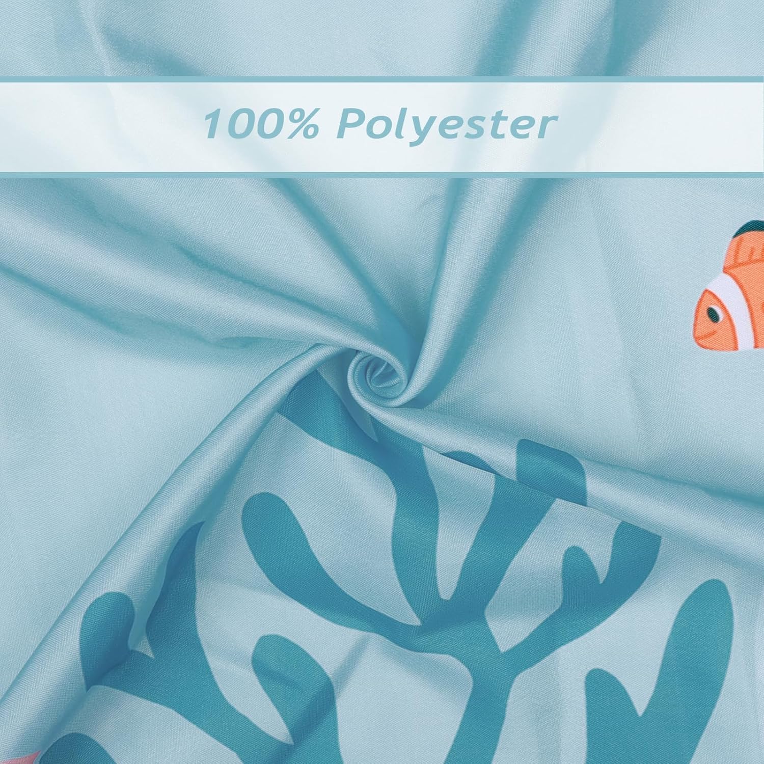 Bonhause Kids Bath Under the Sea Whales and Coral Curtain