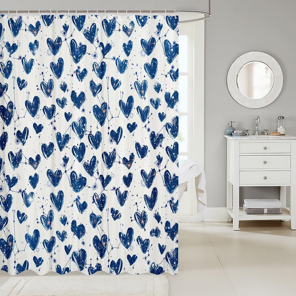 Kids Heart Pattern Bath Curtain