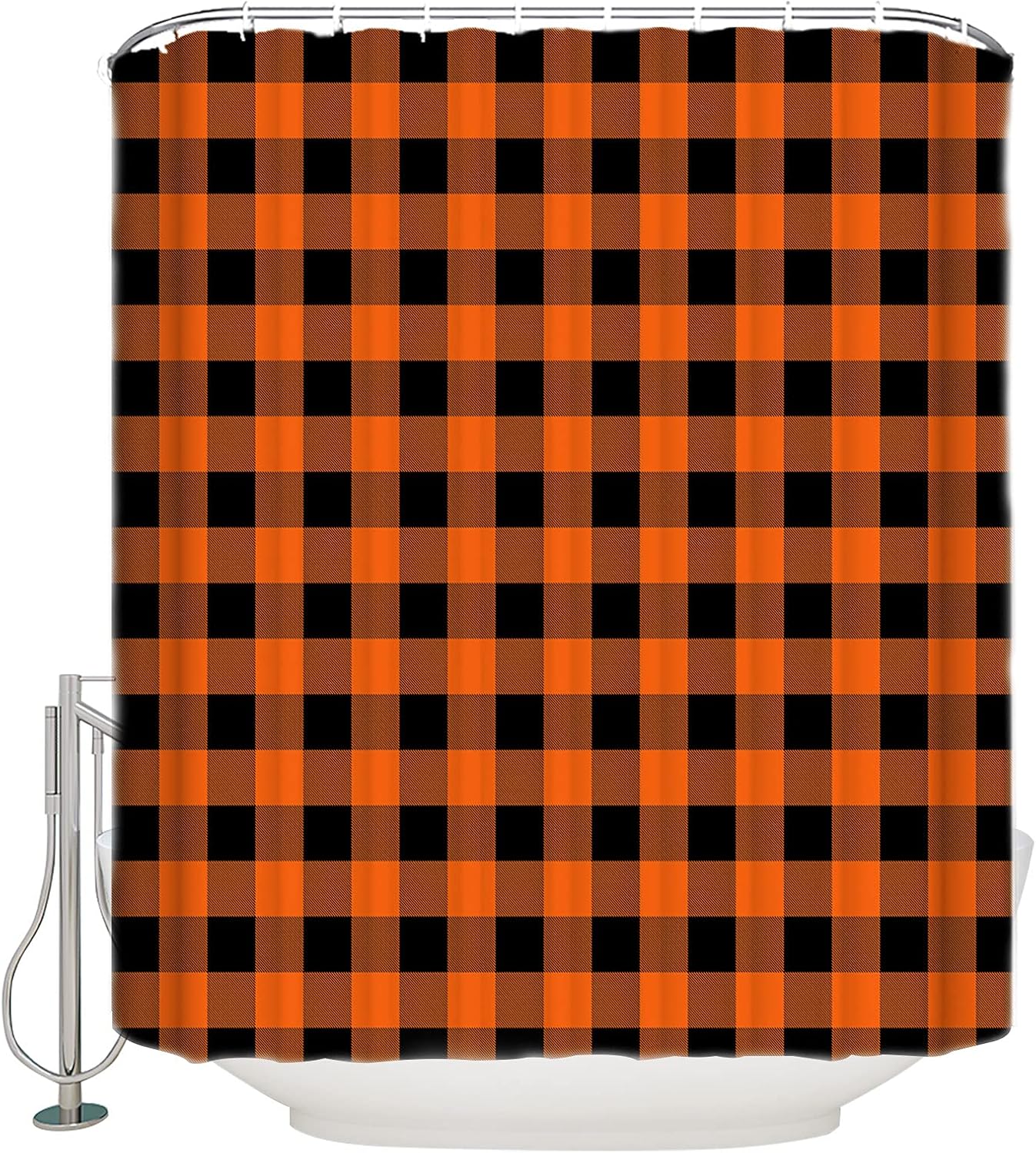 Stylish Black Orange Buffalo Check Shower Curtain