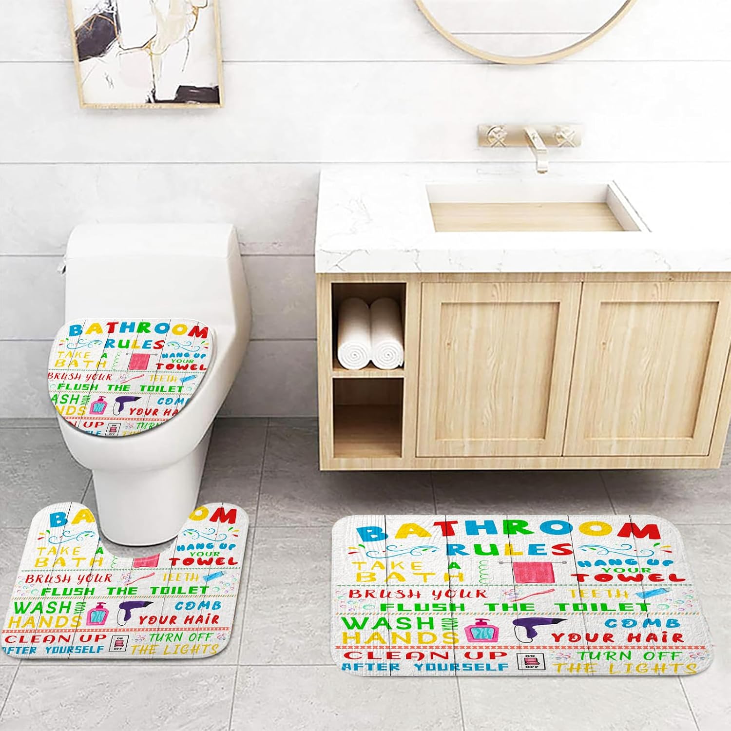 Fun bath time with 4pc Pinpai Kids Shower Curtain Set