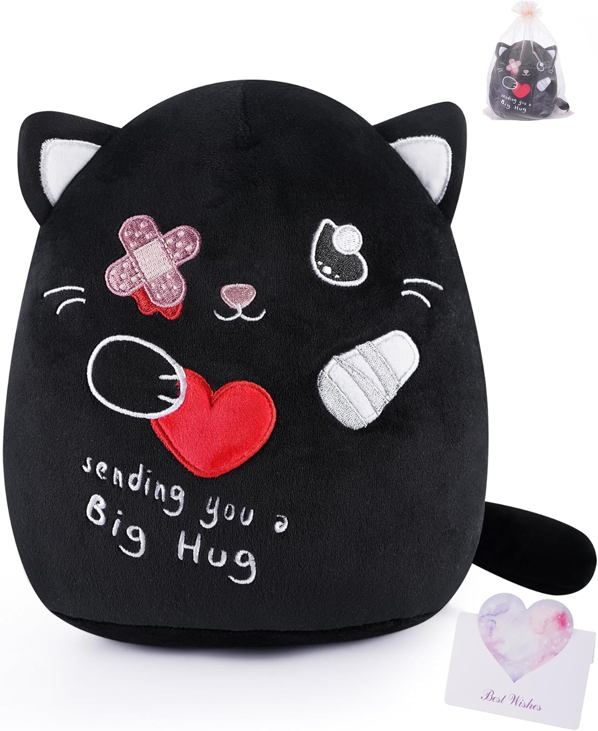 Get Well Soon Black Cat Plush Toy - 9 Inch with Band-Aid