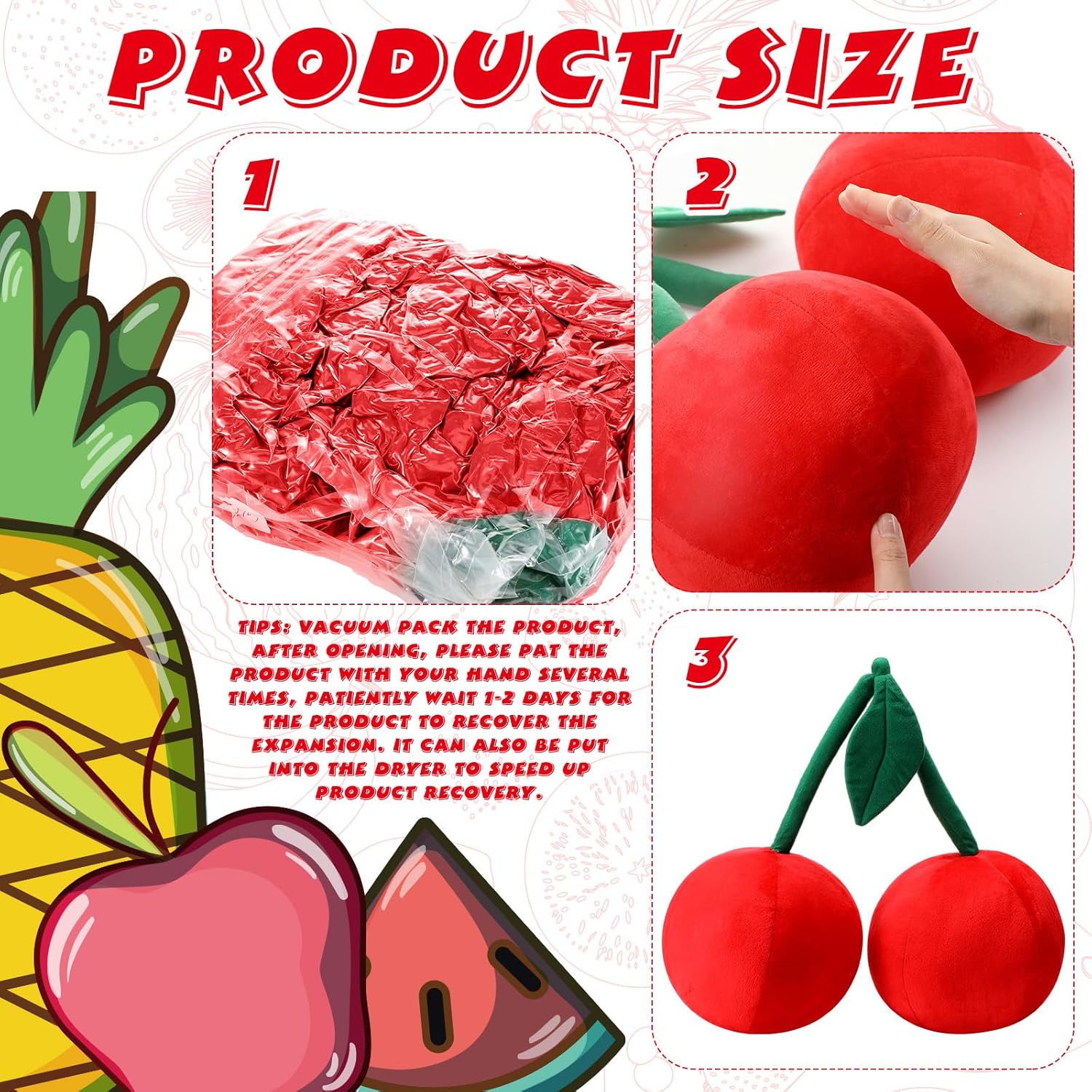 Beeveer Kawaii Cherry Plush Pillow