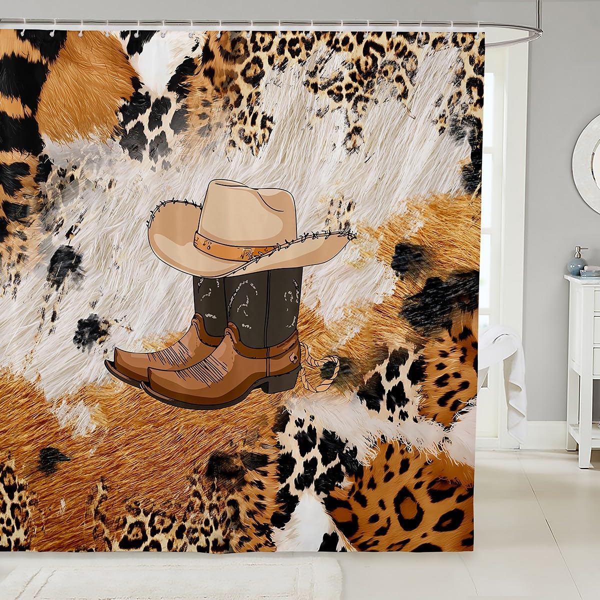 Feelyou Cowhide Shower Curtain 72X72 Leopard Print