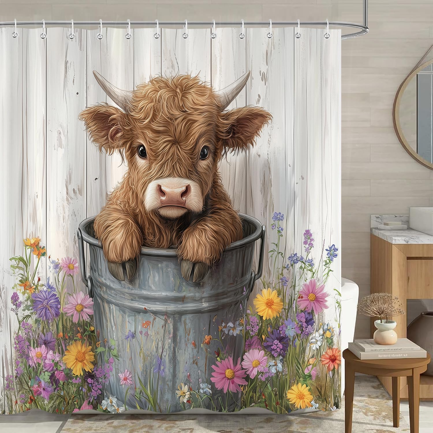 Sokdcam Farmhouse Cow Shower Curtain