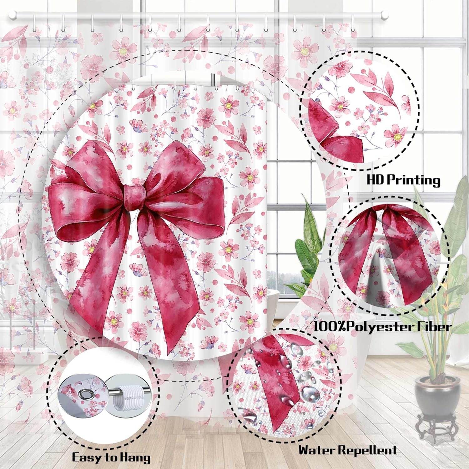 St Patricks Day Bow Adorable Pink Shower Curtain for Kids