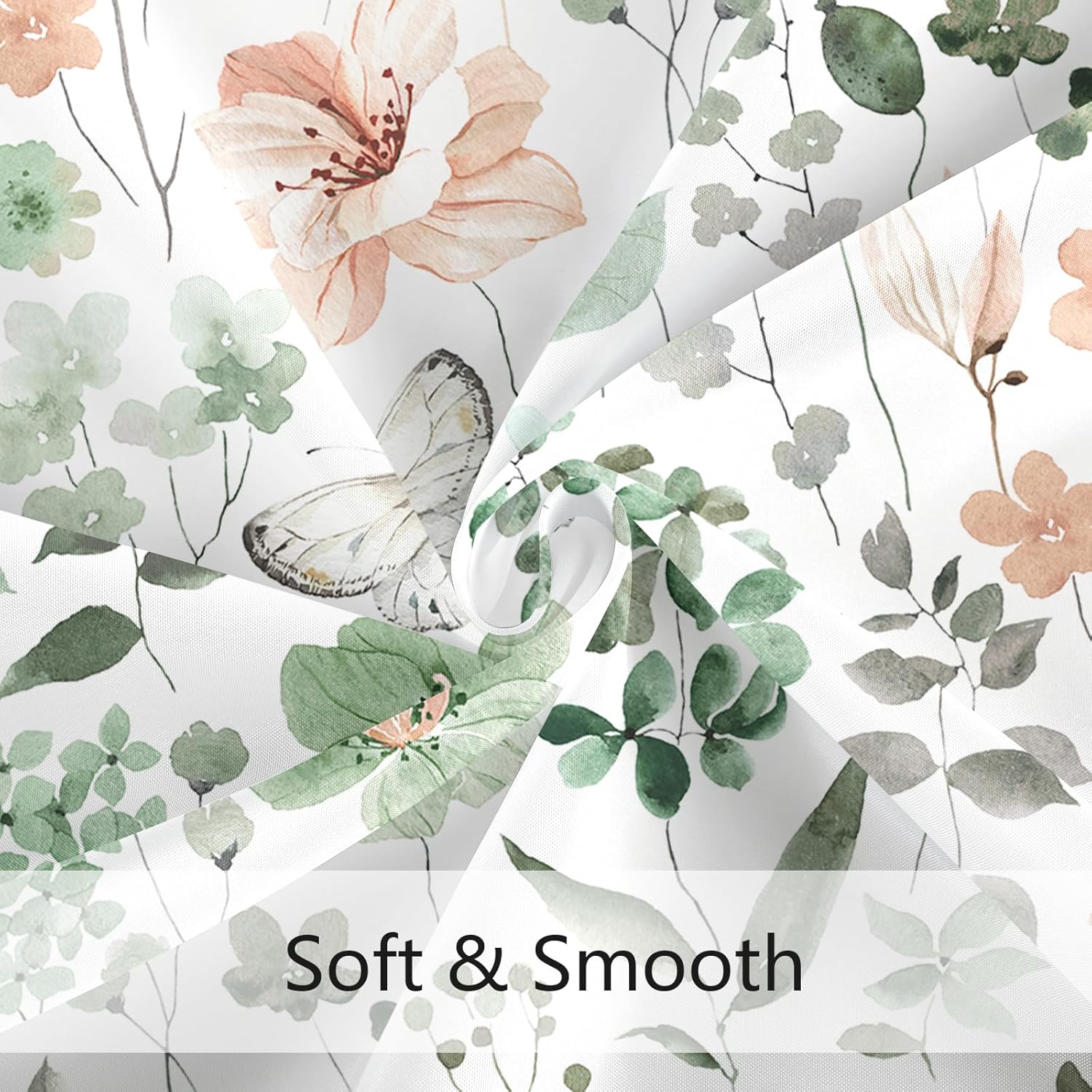 Cute Floral Shower Curtain Set with Hooks 72x72