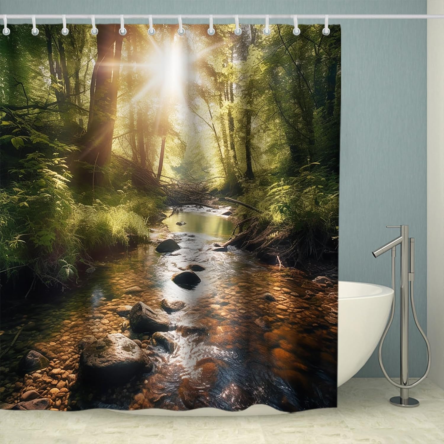 Sage Green Forest shower curtain