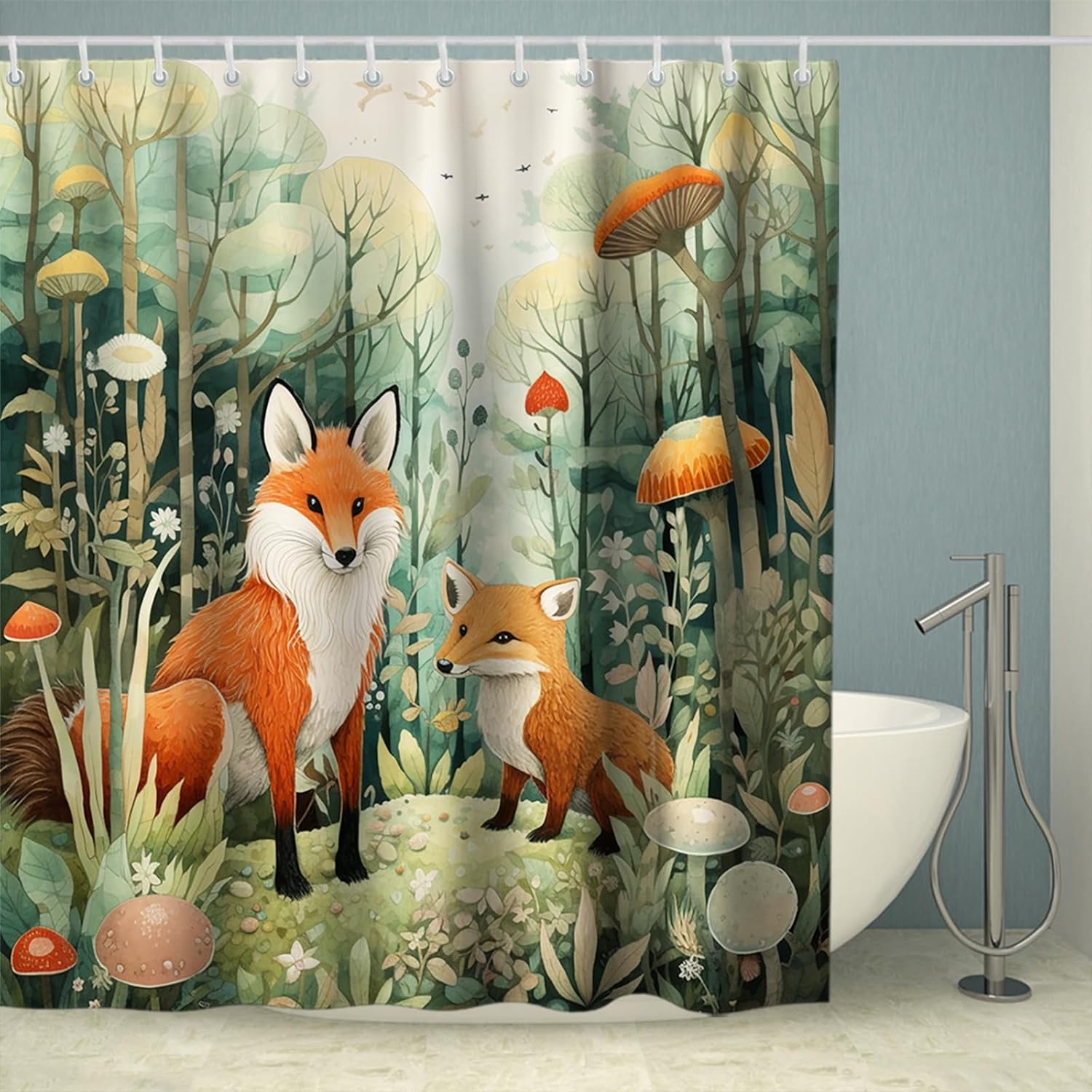 Sprout of Green-ness Kids Botanical Forest Shower Curtain