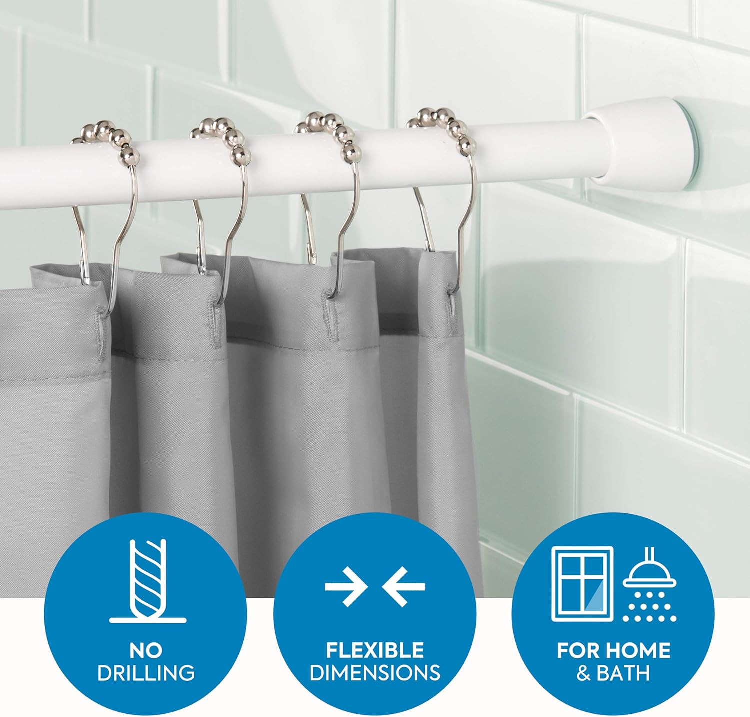InterDesign iDesign Cameo Metal Expandable Constant Tension Shower Curtain Rod