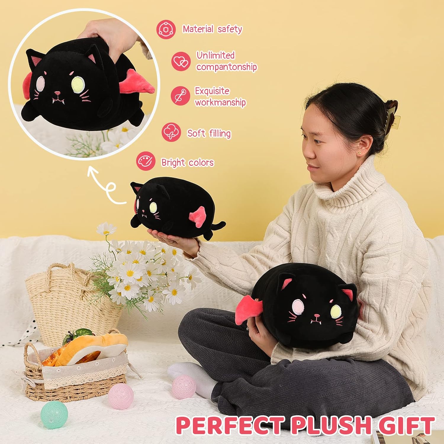 AIXINI Cute Cat Plush Pillow