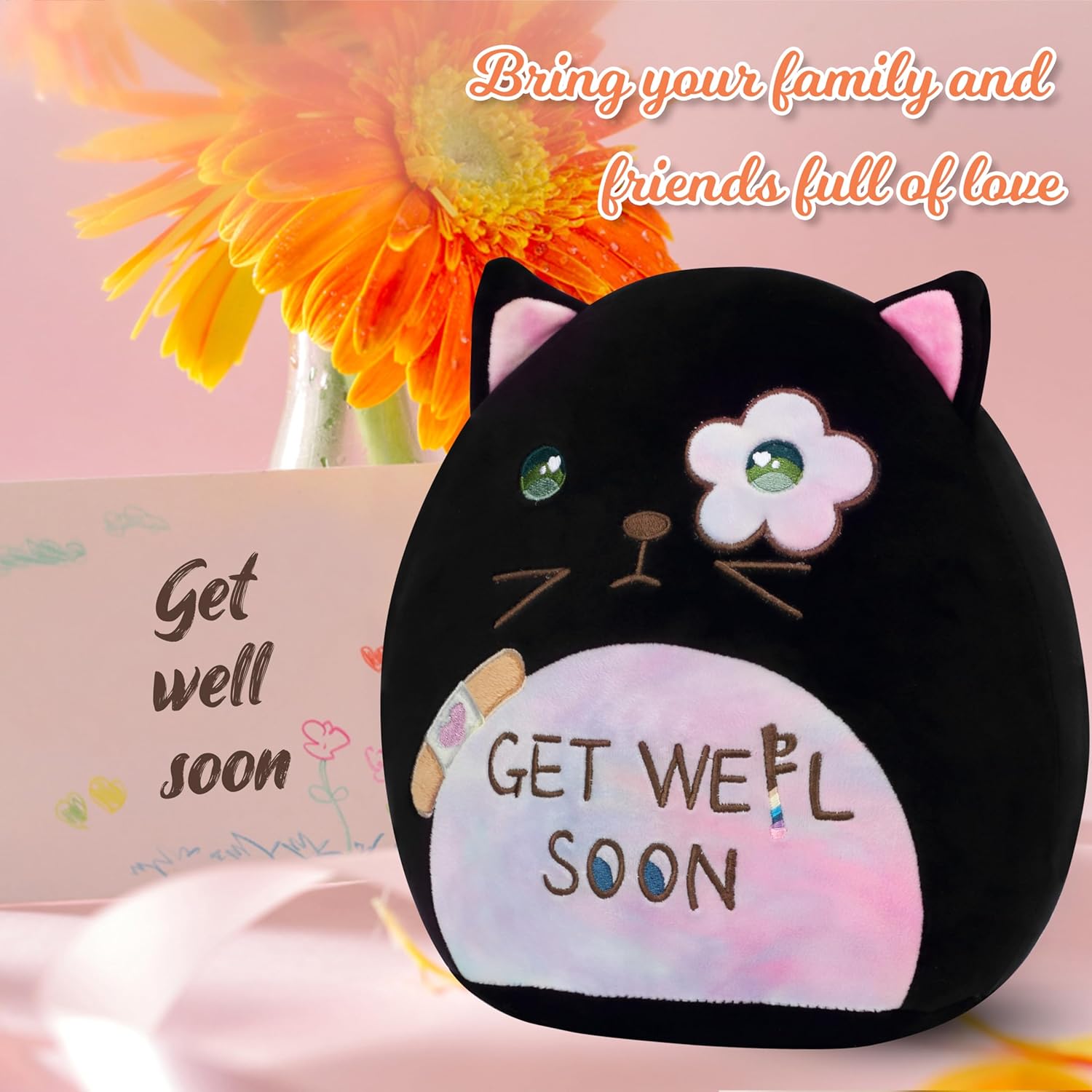 Easfan Get Well Soon Cat Plush Pillow