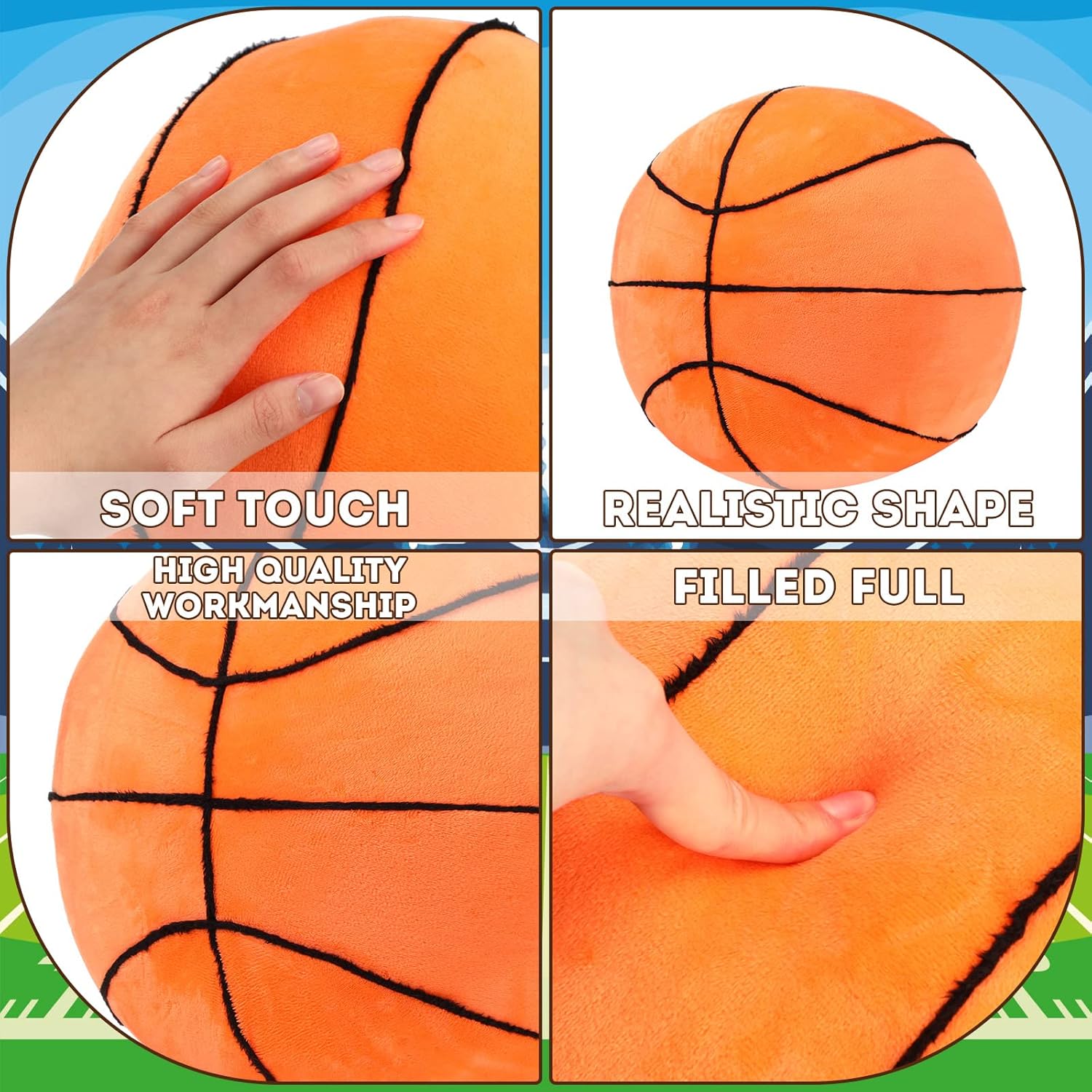 Sratte 4-Piece Sports Plush Pillow Set for Kids