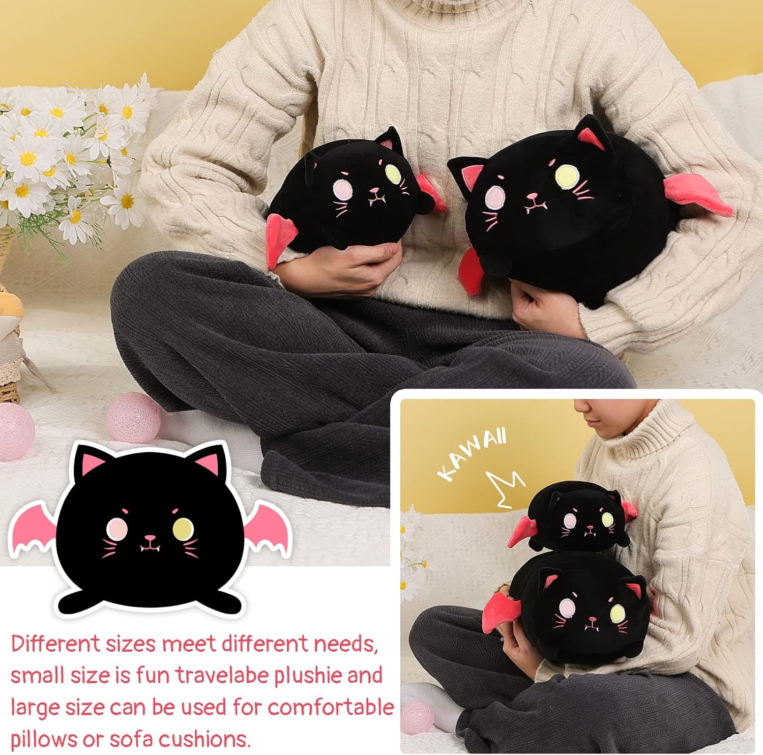 AIXINI Cute Cat Plush Pillow
