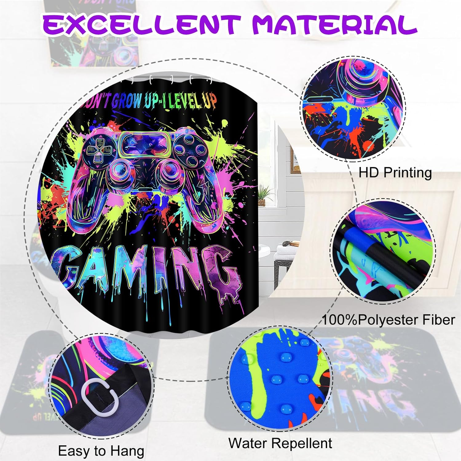 Likiyol Blacklight Gaming Bath Set