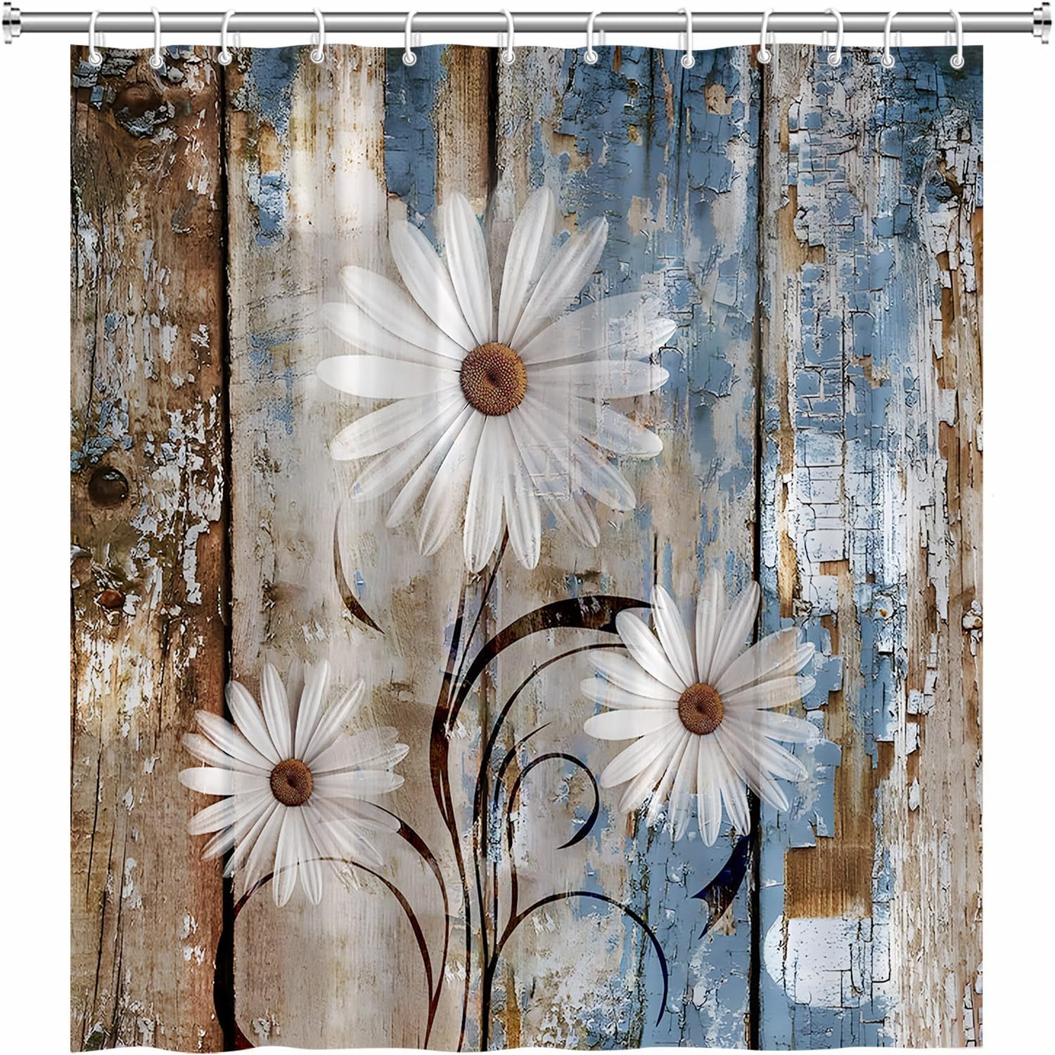 Stylish Rustic Floral Shower Curtain Set