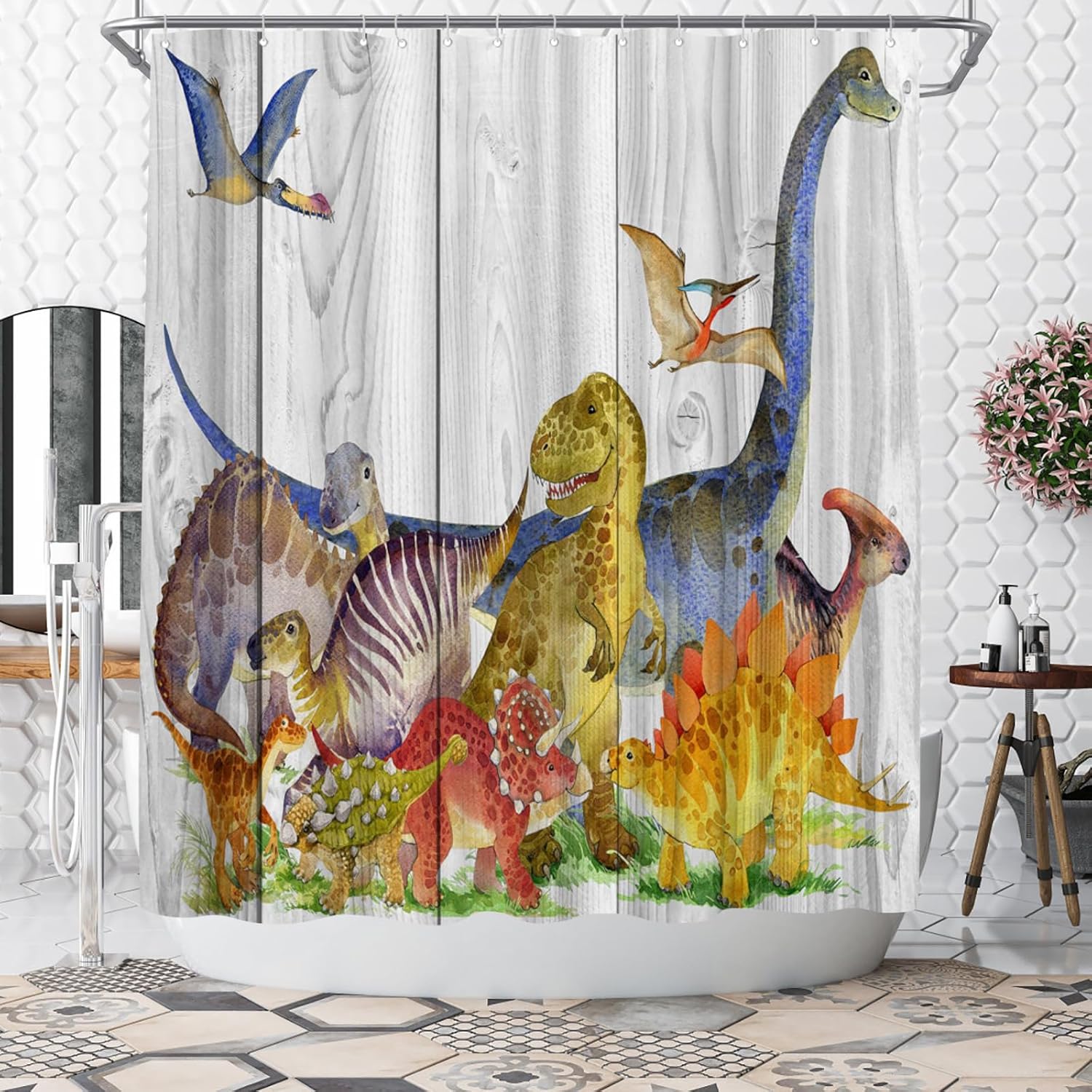 Dinosaur Shower Curtain for Boys 72x72-inch