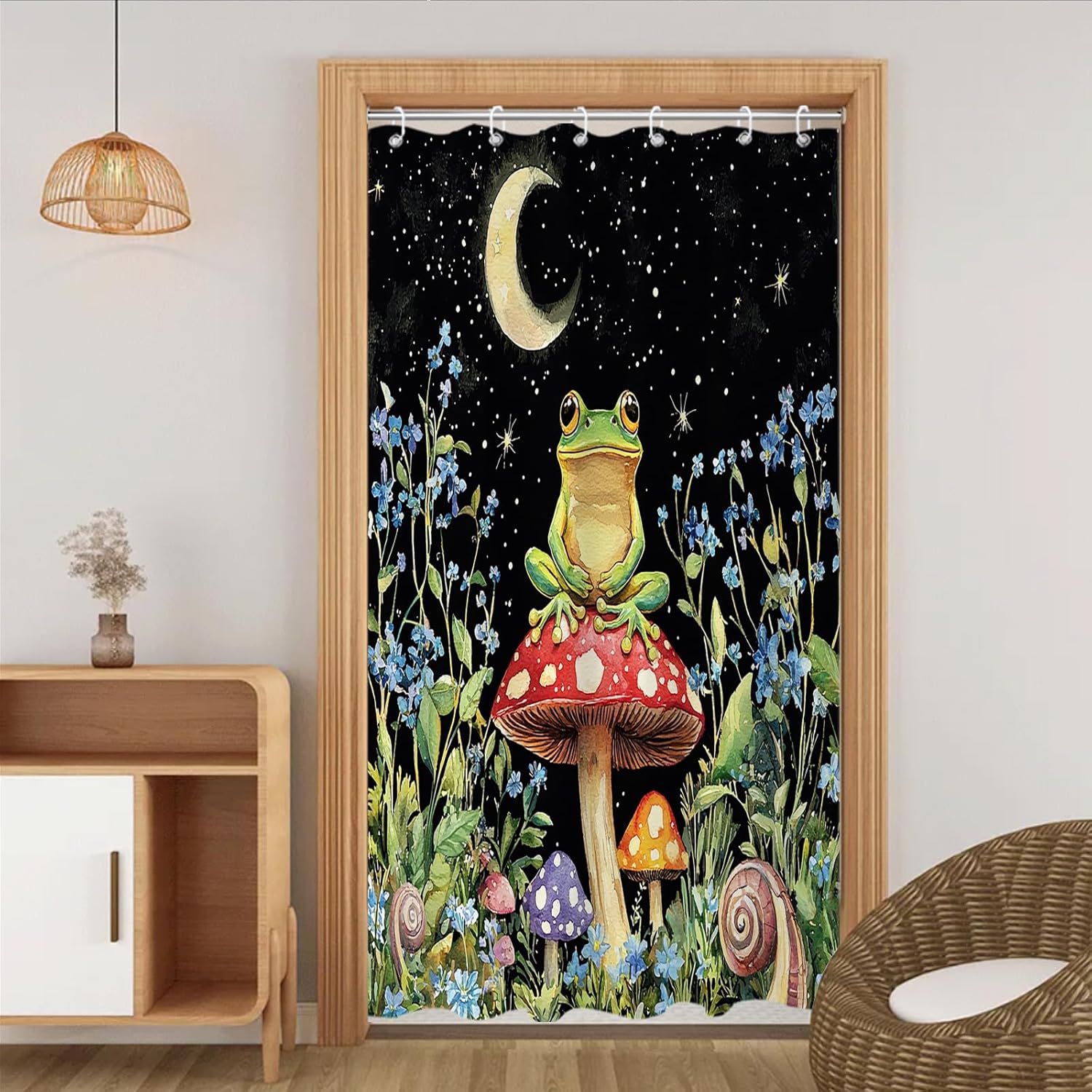 Funny Mushroom Shower Curtain with Hooks Set