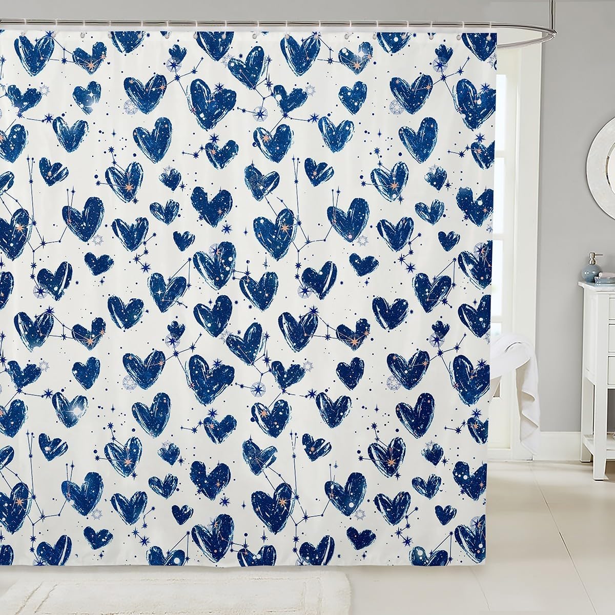 Kids Heart Pattern Bath Curtain