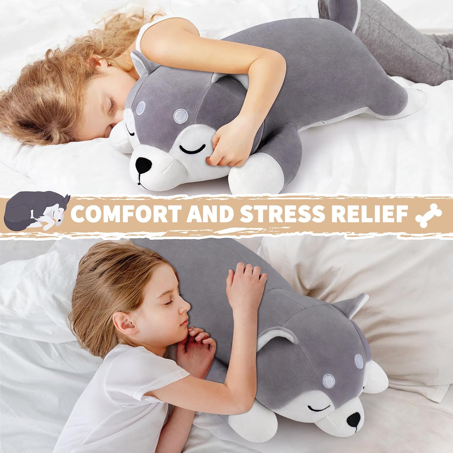 Husky Plush Pillow 30 Soft Cozy